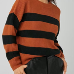 Loose-fitting, Versatile Striped Contrast-color Pullover Knitted Sweater