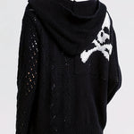 Hollow long-sleeved Halloween skull knitted cardigan with pockets