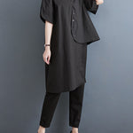 Irregular Clipping Solid Color Lapel Shirts Tops