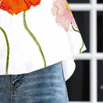 High-low Loose Flower Print Split-Joint Stand Collar T-Shirts Tops