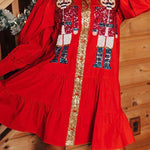 Nutcracker Sequined Button Down Long Sleeve Mini Dress
