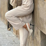 Casual British Style Solid Pocket Without Belt Loose High Waist Straight Solid Color Bottoms