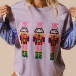 Christmas Casual Loose Round Neck Sequined Sleeve Sweatshirt