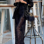Special Treat Sequin Lapel Party Loose Blazer