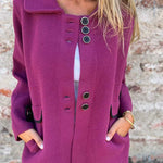 Solid Color Lapel Long Sleeve Button Loose Coat