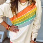 Apricot Rainbow Colorblock Pullover Sweatshirt