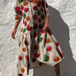 Take Me To Cabo Ethnic Unique Print Button Loose Shirt Midi Dress