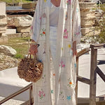 Sunday Stroll Unique Plaid Print Long Sleeve Midi Cover Up