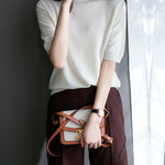 Simple Solid Color Round-Neck Short Sleeves Sweater
