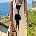 Contrast Self Tie Flowy Oversized Maxi Dress