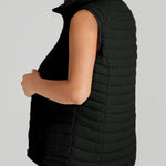 Plush Collared Quilted Zipped Puffer Vest