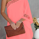 Contrast Lace One Shoulder Casual Dress