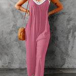 Casual Spaghetti Straps Wide Leg Pocketed Jumpsuits