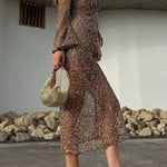 Sequined V-Neck Flared Sleeve Bodycon Maxi Dress