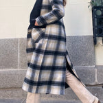Elongated Flannel Long Plaid Wool Coat