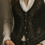 Boho Black Embroidered Velvet Waistcoat