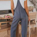 Gray Distressed Trim Crinkle Pocketed Jumpsuit