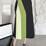 Long Sleeves Loose Asymmetric Buttoned Contrast Color Split-Joint Lapel Midi Dresses Shirt Dress