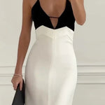 Elegant Contrast Split Strap Dress