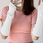 Casual Wool Knitting Keep Warm Solid Color Arm Warmers Accessories