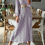 V-neck Multi Print Midi Dress
