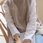 Simple Sleeveless Loose Buttoned Solid Color Round-Neck Sweater Vest Outerwear