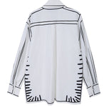 Simple White Black Contrast Color Printed Blouse