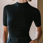 Mock Neck Slim-Fit Short-Sleeve Essential Top
