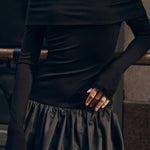 Long Sleeve Off Shoulder Panel Puff Mini Dress