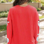 Christmas Sequined Loose Long-sleeved Top and Elastic Waist Casual Shorts Set