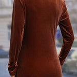 Gold velvet twist stretch crew neck long-sleeved top