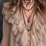 Vintage Champagne Ruffle Chiffon Blouse