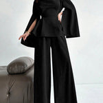 High Waisted Loose Solid Color Split-Joint Pants Trousers