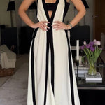 Elegant Piano Keys Reversible Style Colorblock A-line Maxi Dress