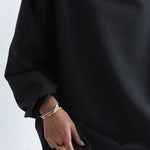 Long Sleeves Loose Solid Color High-neck Sweatershirt