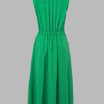 Sleeveless Solid Color Lapel Midi Dresses