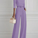High Waisted Straight Leg Pleated Solid Color Split-Joint Pants Trousers