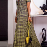 Loose Short Sleeves Printed Split-Joint Lapel Maxi Dresses Shirt Dress