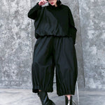 Stylish Black Solid Color High Waisted Wide Leg Pants