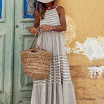 Summer Rise Striped Halter Neck A-line Maxi Dress