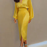 Bodycon High Waisted Solid Color Split-Front Skirts Bottoms