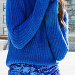 Solid Color Fashion Round Neck Knit Long Sleeve Sweater