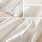 Ruffle Ramie Cotton Elasticity Loose Casual Wide-Leg Pants