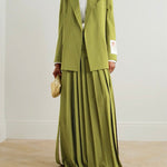 Long Sleeves Embroidered Floral Split-Joint Streamer Lapel Blazer
