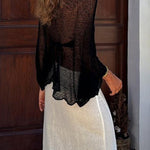 Sexy See-through Long-sleeved Beach Cover-up Top