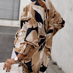Long Sleeves Loose Buttoned Printed Lapel Blouses&Shirts Tops