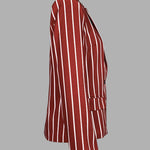 Long Sleeves Loose Striped Notched Collar Blazer Outerwear