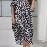 Casual Print Leopard Patchwork V Neck Printed Dress Dresses