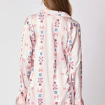 Unique Printed Loose Pocket Bow Tie Top and Elastic Waist Ruffled Shorts Set