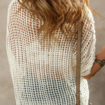 Hollowed Crochet Colorful Flower Loose Knit T Shirt